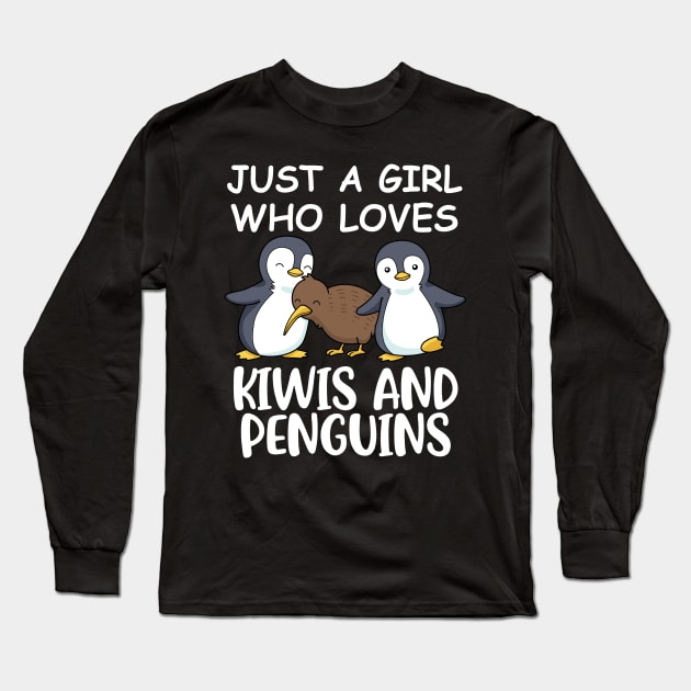 Kiwi Gifts Girls Penguin Women Penguin Gift Girls Kiwi Long Sleeve T-Shirt by PomegranatePower